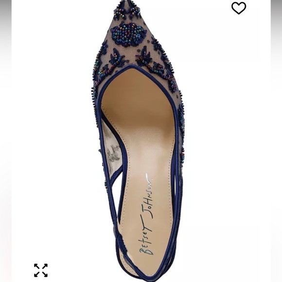 Betsey Johnson Nikki Embroidered Slingback Evening Pump navy blue 8.5 - Picture 4 of 10